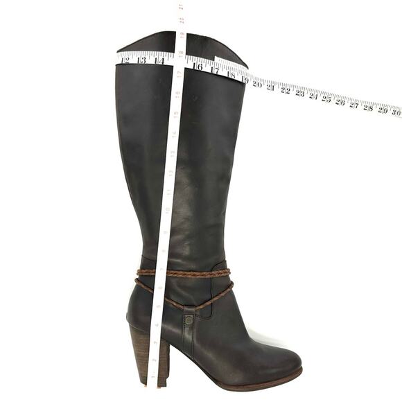 Ugg Brown Tall/Knee High Boot Size 10 Leather Block High Heel Almond Toe Bootie - Picture 8 of 14